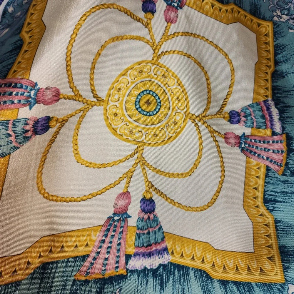 Smithsonian Institution Scarf Silk Square Pink Gold 1992 Reproduction Japan